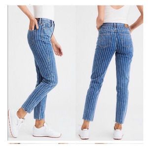 American Eagle Mom‎ Jean Railroad Stripe Ankle sz 4  Highrise Straight